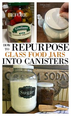 how to repurpose glass food jars into canisters