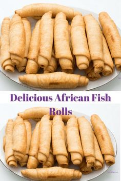 an image of delicious african fish rolls being served on a platter with the words delicious african fish rolls