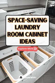 the words space saving laundry room cabinet ideas