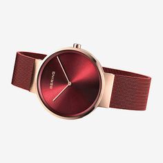 Classic, puristic, and yet exciting. Perfect style combined with contemporary minimalism. Inspired by Danish design, the CLASSIC COLLECTION represents a unique timepiece, perfectly highlighting your daily style.The brushed rose gold colored stainless steel case, made of pure, high quality, medical-grade stainless steel (316L), in combination with the red colored modern milanese strap, provides the classic BERING look. The fine workmanship of the milanese strap gives the watch a refined, almost … Minimalist Analog Watch As Gift, Modern Red Watches With Subdials, Modern Red Watch Accessories With Subdials, Modern Analog Display Watch For Gift, Modern Red Watches With Metal Dial, Modern Watches With Subdials For Gifts, Modern Watches With Subdials As Gifts, Modern Red Watch For Business, Modern Red Watch As Gift