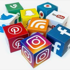 colorful cubes with social media logos on them