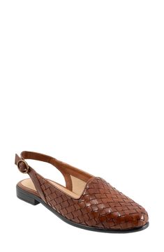 A woven leather upper lends textural intrigue to a slingback flat grounded by a cushioned footbed for all-day comfort. Adjustable slingback strap with buckle closure Memory foam cushioning Leather upper/synthetic lining/rubber sole Imported Sling Back Flats, Slingback Flats, Sling Back, Womens Flats, Memory Foam, Rubber Sole, Winter Fashion, Leather Upper, Nordstrom