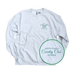 🛒Our unisex preppy Monte Carlo Tennis Country Club Crewneck Sweatshirts are comfy, oversized, and trendy - perfect for lounging around the house, taking a walk, hitting the tennis court or hanging out with friends. 📦 FREE SHIPPING on orders $35 or more to US shoppers 👕Brand = Gildan 🧵Fabric = 50% Cotton / 50% Polyester ✂️Design = Kelly Green heat-applied vinyl  🎨Color = Ash (Colors will vary from computer to computer and monitor to monitor. The colors shown may not be an exact representation. -Slight shade variations of garment colors are likely in the pigment dye process.) 📏Sizing = Unisex (please see size chart in photos if you are wanting an oversized look I suggest sizing up from your original size.) 📌View more sweatshirts here = https://www.etsy.com/shop/SmileSoulThreads?ref=sh Tennis Country Club, Monte Carlo Tennis, Sweatshirt Preppy, Sweat Vintage, Preppy Sweatshirts, Colorful Sweatshirt, Green Vinyl, Cheap Sweatshirts, Tennis Club