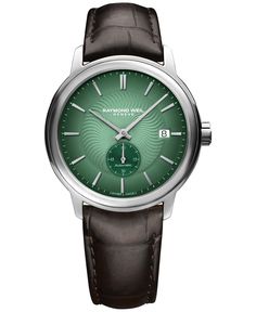 in stock Formal Green Watch Accessories With Date Indicator, Elegant Green Chronometer Watch, Elegant Green Chronograph Watch, Timeless Green Watch For Business, Timeless Green Watches For Business, Green Business Chronometer Watch, Timeless Green Business Watch, Business Green Leather Watch Accessories, Green Leather Business Watch Accessories