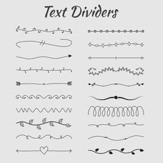 a set of hand drawn text dividers