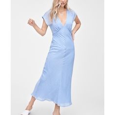 With Price Tags Attached - Never Worn. Chic Blue V-neck Midi Dress, Blue V-neck Dress For Summer Daywear, Spring Light Blue V-neck Maxi Dress, Blue Maxi Length V-neck Dress For Brunch, Light Blue V-neck Maxi Dress For Spring, Light Blue V-neck Midi Dress For Spring, Light Blue V-neck Midi Dress, Blue V-neck Dress For Daywear, Blue Midi-length V-neck Dress For Spring