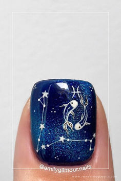 pisces nails designs Pisces Nail Art, Pisces Birthday, Birthday Nails