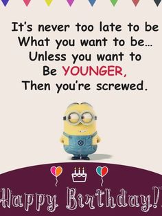 a happy birthday card with a minion