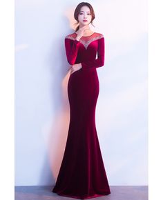 Get 10% off now! Buy velvet long sleeved mermaid evening dress with bling neckline at cheap price online. Free stable shipping and pro custom service since 2009. Formal Long Sleeve Mermaid Dress With Sweep Train, Long Sleeve Mermaid Dress With Sweep Train For Evening, Long Sleeve Velvet Dress For Formal Party Season, Elegant Long Sleeve Velvet Dress For Party Season, Red Long Sleeve Mermaid Dress For Evening, Elegant Long Sleeve Mermaid Evening Dress, Long Sleeve Mermaid Dress For Prom, Long Sleeve Velvet Dress For Party Season, Glamorous Long Sleeve Velvet Evening Dress