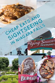 the cover of an article about cheap eats and sightseeing in niagara falls