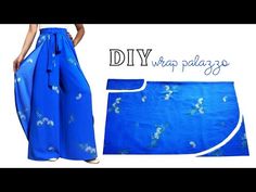 a blue skirt with white flowers on it and the words diy wrap palace written below