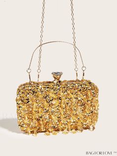 BagForLove - Mini Sequin and Rhinestone Chain Box Bag: Elegant Bridal Purse for Weddings, Proms, and Parties Product Description Color Gold Details Tassel Strap Type Top Handle Bag Size Mini Style Glamorous Pattern Type Plain Type Box Bag Material Plastic Size Chart INCH CM Bag Height Bag Length Bag Width Handle Height Strap Length 4.7 inch 7.9 inch 2 inch 3.9 inch 46.5 inch Bag Height Bag Length Bag Width Handle Height Strap Length 12 cm 20 cm 5 cm 10 cm 118 cm Details Pictures Similar Products Elegant Gold Bag For Prom, Glamorous Evening Bag With Chain Strap For Gift, Gold Rectangular Evening Bag For Prom, Gold Rhinestone Evening Bag For Prom, Gold Rectangular Clutch For Prom, Gold Clutch Bag For Prom, Gold Rhinestone Clutch For Prom, Gold Clutch With Chain Strap For Wedding, Gold Wedding Bags With Chain Strap