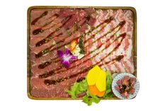 Top view of Big Set of striped calf beef prepare for grilled, focus selective royalty free stock image Top View