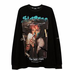 Long Sleeve T-shirt "Artist" -TENSHI™ STREETWEAR Graphic Tee Outfit Black Women, Beetlejuice Cartoon, Street Style Hip Hop, Graphic Tee Outfit, Outfit Black Women, Streetwear Girl, Long Sleeve Graphic Tee, New Street Style, Women Streetwear