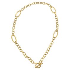 Mix up your look with the distinctive style of this Adorina mixed link necklace. Clasp: toggle Nickel free Metal: stainless steel Chain length: 16 in. chain Packaging: pouch Plating: 14k gold Finish: polished Chain type: link Size: 16". Color: Gold Tone. Gender: female. Age Group: adult. Yellow Gold Toggle Chain Necklace, Classic Metal Necklaces With Toggle Clasp, Elegant Metal Necklace With Toggle Clasp, Elegant Metal Toggle Necklace With Rectangular Links, Metal Toggle Necklace With Adjustable Chain, Classic Metal Toggle Necklace With Chain Link, Gold-tone Necklaces With Lobster Clasp, Elegant Metal Toggle Necklace With Oval Link, Gold-tone Necklace With Lobster Clasp