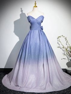 Gradient Lavender Off-Shoulder Ball Gown