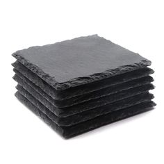 six pieces of black cloth stacked on top of each other