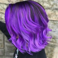 Purple Bob Hair, Lilac Balayage, Bob Hair Style, Purple Bob, Brown Ombre Hair Color, Lavender Highlights, Purple Hair Color, Light Purple Hair, Vivid Hair