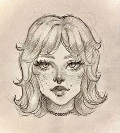 a drawing of a girl with freckles on her face