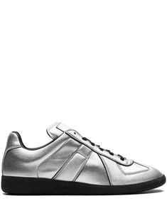 silver-tone calf leather round toe front lace-up fastening patch detail branded insole gum-rubber sole These styles are supplied by a premium and authenticated sneaker marketplace. Stocking only the most sought-after footwear, they source and curate some of the most hard to find sneakers from around the world. Modern Silver Lace-up Custom Sneakers, Modern Metallic Sneakers With Rubber Sole, Silver Lace-up Sneakers With Vulcanized Sole, Silver High-top Sneakers With Vulcanized Sole, Silver Leather Sneakers With Contrast Sole, Silver Low-top Sneakers With Contrast Sole, Metallic Low-top Sneakers With Vulcanized Sole, Designer Metallic Low-top Sneakers, Metallic Leather Lace-up Sneakers