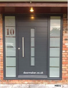 contemporary front door grey Grey Front Door, Grey Front Doors, Modern Entrance Door, Front Door Entryway, Contemporary Door, Painted Door, Security Doors