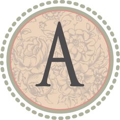 the letter a is placed in front of a floral background with polka dots and circles