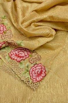 BWP-10240915 Embroidery On Tissue Fabric, Gold Silk Embroidered Fabric For Eid, Yellow Silk Fabric With Resham Embroidery, Gold Tussar Silk Fabric With Resham Embroidery, Silk Fabric With Intricate Embroidery For Celebration, Silk Embroidered Fabric With Chikankari In Gold, Gold Silk Fabric With Chikankari Embroidery, Elegant Gold Tussar Silk Embroidered Fabric, Elegant Gold Embroidered Tussar Silk Fabric