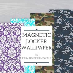 four different patterns with the words magnetic locker wallpaper