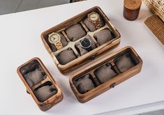 🕰️ Discover the perfect harmony of style and function with our exquisitely handcrafted Wooden Watch Boxes. Designed to keep your cherished timepieces organized and on display, these unique boxes are an essential addition to any watch enthusiast's collection.  Elevate Your Watch Collection with Our Handcrafted Wooden Watch Boxes! 🎨💼 Personalization at its Finest Choose elegance that resonates with you. Our watch boxes feature optional glass or wood lids, exuding sophistication. Add a personal Modern Handmade Watch Accessories As Gift, Handmade Modern Watch Accessories As Gift, Wood Lids, Personalized Watch Box, Wood Watch Box, Personalized Watch, Wooden Watch Box, Wooden Man, Watch Organizer