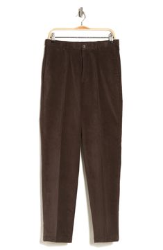 A classic fit pair of pants crafted from corduroy are designed with stretch for all-day comfort and style. Zip fly with button closure Side pockets 98% cotton, 2% elastane
 Machine wash, tumble dry Imported Classic Relaxed Fit Corduroy Bottoms, Brown Tapered Leg Corduroy Pants, Brown Corduroy Tapered Pants, Classic Straight Leg Corduroy Pants, Classic Corduroy Straight Leg Pants, Classic Corduroy Bottoms With Welt Pockets, Classic Brown Corduroy Pants, Classic Corduroy Tapered Leg Bottoms, Classic Corduroy Pants For Work