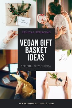 vegan gift basket ideas with text overlay