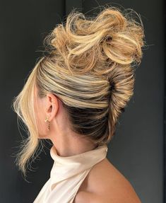 Trending Updo Hairstyles 2023, On Trend Updos, Hair Up Do Ideas, Updo For Halter Dress Bridesmaid Hair, Dramatic Updo Hairstyles, Volumous Updo, Big Updo Hairstyles, Baby Shower Hair Styles, Glam Updo