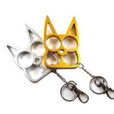 Cat Knuckle Keychain - 2 Pack Self Defense Ring Specially Designed For Deterrence Or Engagement, Item Features A Breakaway Light Spring Steel Keychain To Pull Keychain Away From Key Cluster. Lightweight Aluminum Alloy With Beautiful Sandblasted And Anodized Surface. Stylishly Attach To Bag, Keys, Backpack, Wallet, Or Any Other Personal Items. Silver & Gold Light Spring, Spring Steel, Self Defense, Womens Jewelry Rings, Key Rings, Defense, 2 Pack, Silver Gold, Gold Color