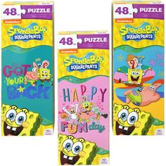 spongebob squarepants happy birthday puzzles 48 piece box set new in package