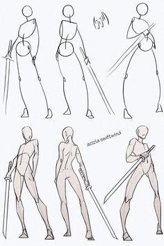 an image of various poses for the character in this video game, which shows how to draw