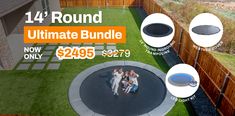 an aerial view of a backyard with the text round ultimate bundle $ 24 95 / sq