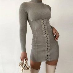 Long Sleeve Bodycon Dress | Uniqistic.com Elegant Bodycon Dress, Club Party Dresses, Long Bodycon Dress, Corset Mini Dress, Knitted Bodycon Dress, Bodycon Dress Parties, Skirt Mini, Ribbed Dresses, Knitted Dress