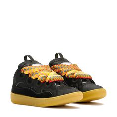 Worn Twice, Very Stylish, Black And Orange Designer Sneakers For Women Or Men. Look New. Urban Orange Lace-up Sneakers, Orange Urban Lace-up Sneakers, Bold Multicolor Lace-up Sneakers, Lanvin Curb Sneaker Black, Lanvin Curb Sneakers, Lanvin Shoes, Lace Up Sneakers, Sneakers For Women, Black And Orange