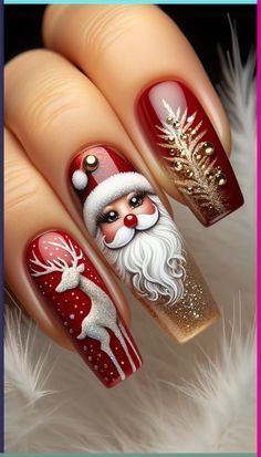 Unique Christmas Nails Acrylic, Fall Gel Nail Designs 2024, Nails 2023 Trends Christmas, Trendy Christmas Nails 2023, Elegant Christmas Nail Designs, December Nail Designs, Christmas Tree Nail Designs, Nails December, Fall Baddie