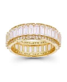 Bold in design, this eternity ring features a trendy combination of emerald cut and round sparkling white cubic zirconia. Rings For Women Gold, Cubic Zirconia Wedding Rings, Ring Party Jewelry, Baguette Cut, Party Jewelry, Finger Ring, Wedding Rings For Women, Fashion Luxury, Eternity Ring