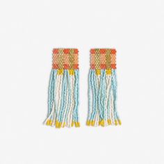 Ava Crossing Colorblock Beaded Fringe Earrings Amalfi Ink And Alloy Earrings, Human Hand, Alloy Earrings, Beaded Fringe, Modern Bohemian, Fringe Earrings, Seed Bead Earrings, Accessories Branding, Bead Crafts