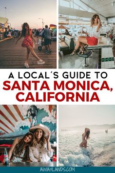 the cover of a local's guide to santa monica, california with photos of people in the background