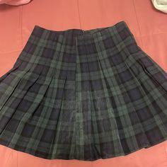 Brandy Melville Plaid Skirt. Never Worn. No Flaws. School Mini Skirt For Fall In Blue, Green Fall Skirt For School, Mini School Skirt With Lined Detail, Green Skirt For School In Fall, Green Mini Skirt For School, Preppy Green Pleated Skirt, Green Pleated Preppy Skirt, Preppy Green Lined Skirt, Preppy Green Lined Mini Skirt