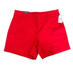 Crafted From A Soft Cotton Blend, These Nautica Shorts Feature A Mid-Rise Fit And Vibrant Red Color. Ideal For Casual Outings Or Summer Wear. Mid-Rise Fit Button And Zip Closure Front And Back Pockets Cotton Blend Material New With Tags Rise: 10", Waist: 15", Inseam: 5" Lipstick Red Size: Womens 6 Condition: New With Tags Lipstick Red, Vibrant Red, Summer Wear, Lady In Red, Red Color, Mid Rise, Cotton Blend, Size 6, Womens Shorts