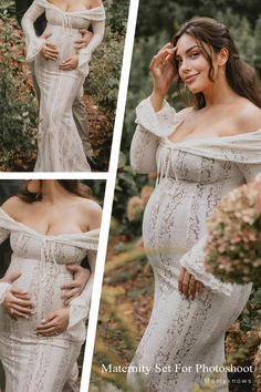 Occasion: Daily, casual, going out, dinner, babyshower
Style: Elegant
Season: Spring, autumn, summer
Decoration: Backless, bandeau, drawstring, cascading ruffle
Material: Dacron
Pattern: Solid color
Neckline: Boat neck
Sleeve length : Flare sleeve Maternity Outfits, Lace Bandeau, Baby Shower Dresses