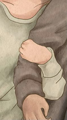 a drawing of a man with his arm wrapped around him