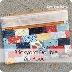 the zipper pouch is made out of many different fabrics