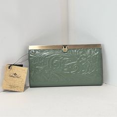 Nwt Push Lock Brass Enclosure Beautiful Wallet With Lots Of Space 10 Slots For Cards Zip Change Pocket Plus Slip Pockets (See Pictures) Rfid Protected Elegant Green Bifold Wallet, Apricot Blossom, Wall Decor Men, Mirrored Wallpaper, Id Wallet, Fold Wallet, Leather Wristlet, Green Fashion, Home Wall Decor