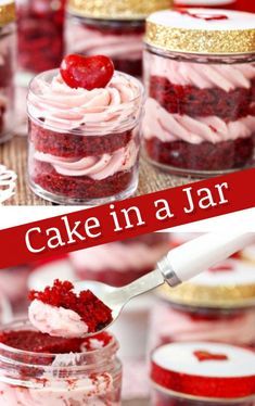 red velvet cake in a jar