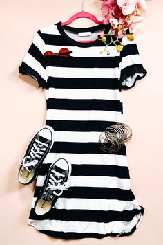 What’s better than your favorite t shirt? A t shirt DRESS. So many ways to style these too. Add biker shorts (if you're active like I am I wear them under all dress to save from flashing the world 😆) and converse or wear it over your swimsuit and flip flops for an effortless summer vibe.  96% Polyester 4% Spandex Super Sporty Striped T-shirt For Summer, Casual Cotton T-shirt Dress With Relaxed Fit, Sporty Striped Summer T-shirt, Casual Stretch T-shirt Dress For Summer, Casual Cotton T-shirt Dress For Spring, Summer Short Sleeve T-shirt With Striped Hem, Casual Graphic Print T-shirt Dress, Trendy Summer Tops For Weekend Wear, Casual Mini Length T-shirt Dress For Summer